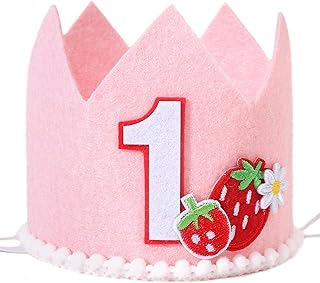 Agkvw Strawberry 1st Birthday Crown for Girls - Berry First Birthday Decoration, Sweet One 1st Birthday Hat, Berry Sweet Birthday Decor, 1st Birthday Photo Props
