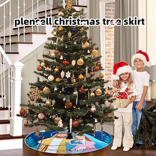 Miniatura 5 de Falda de árbol de Navidad – 48 pulgadas Decoración de tapete de vacaciones de invierno para fiesta feliz