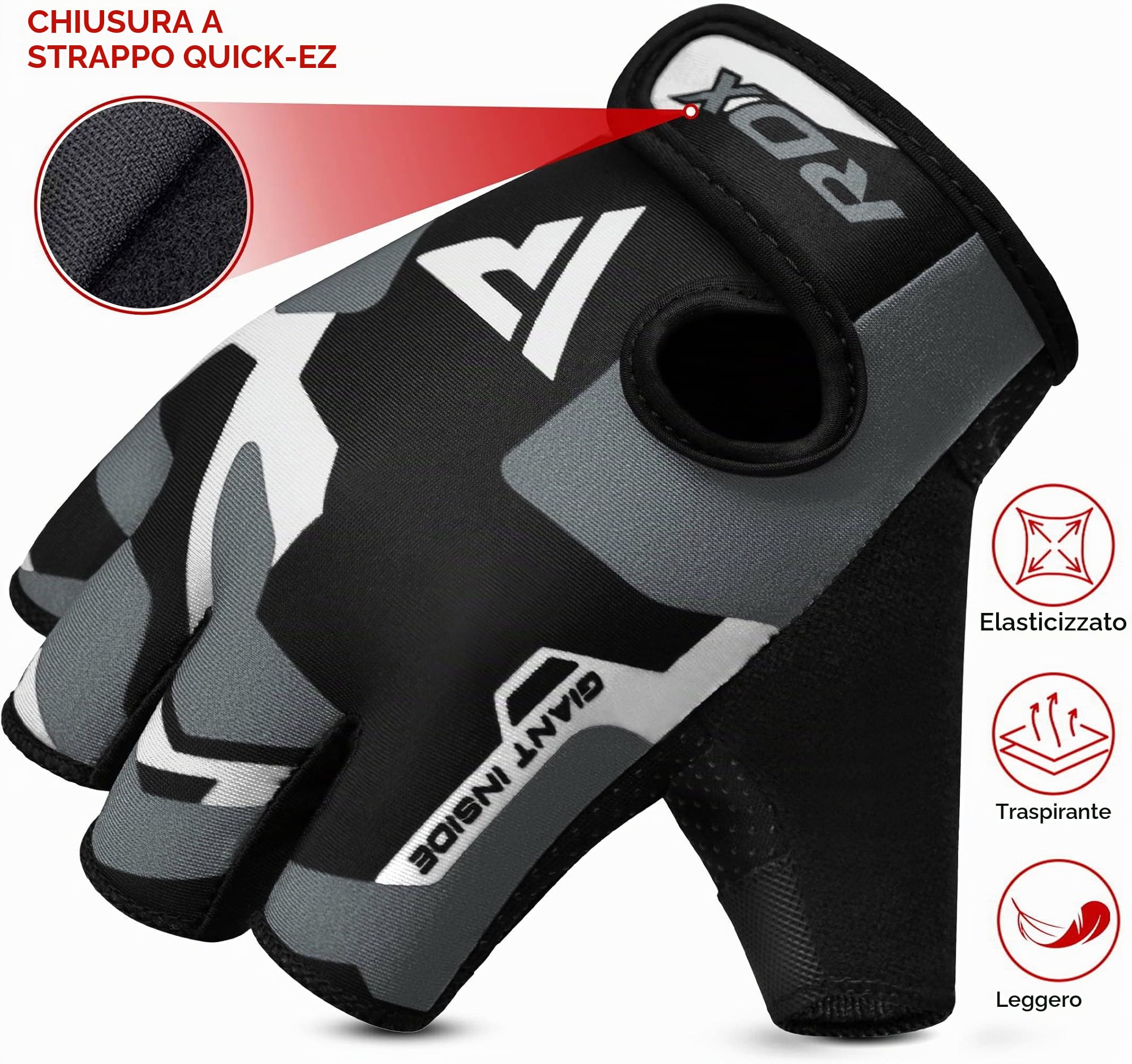 RDX Guanti Palestra Sollevamento Pesi Antiscivolo Imbottito Presa Protezione Elastico Traspirante Powerlifting Bodybuilding