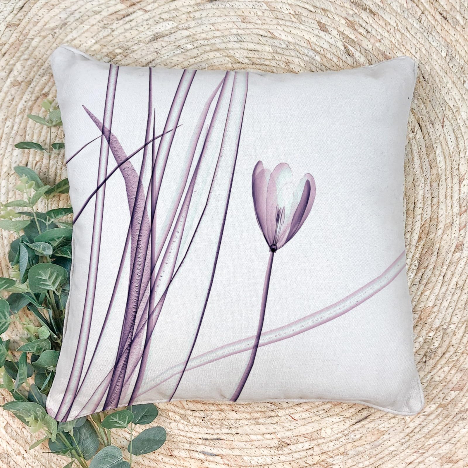 Sladjana Textured Modern Minimalist Pillow Cover with Creative Floral Print, Digital-Printed Square Cushion Cover for Living Room Sofa (20 * 20inch-