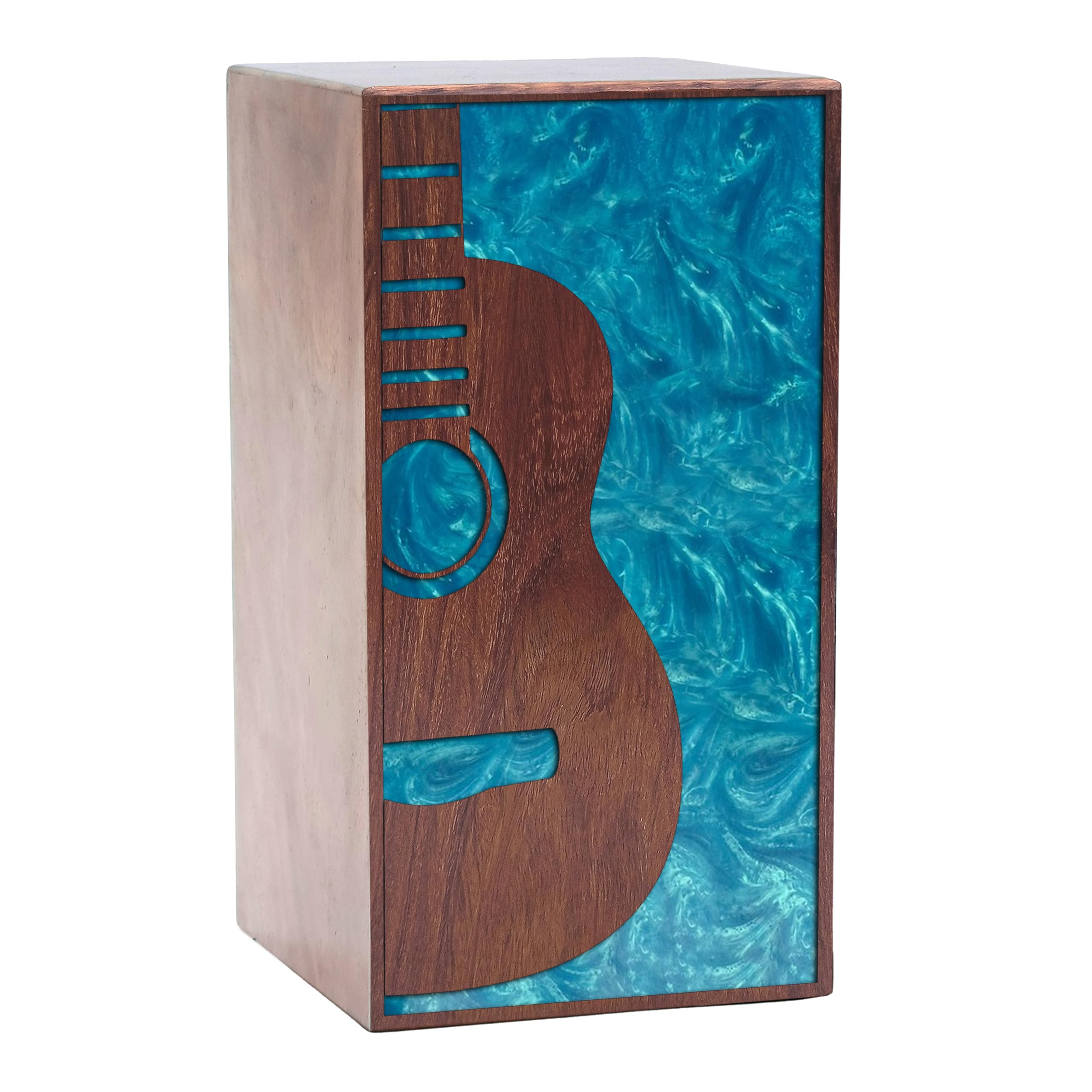 Urne funéraire pour adulte en bois massif et résine bleu ciel pour homme femme