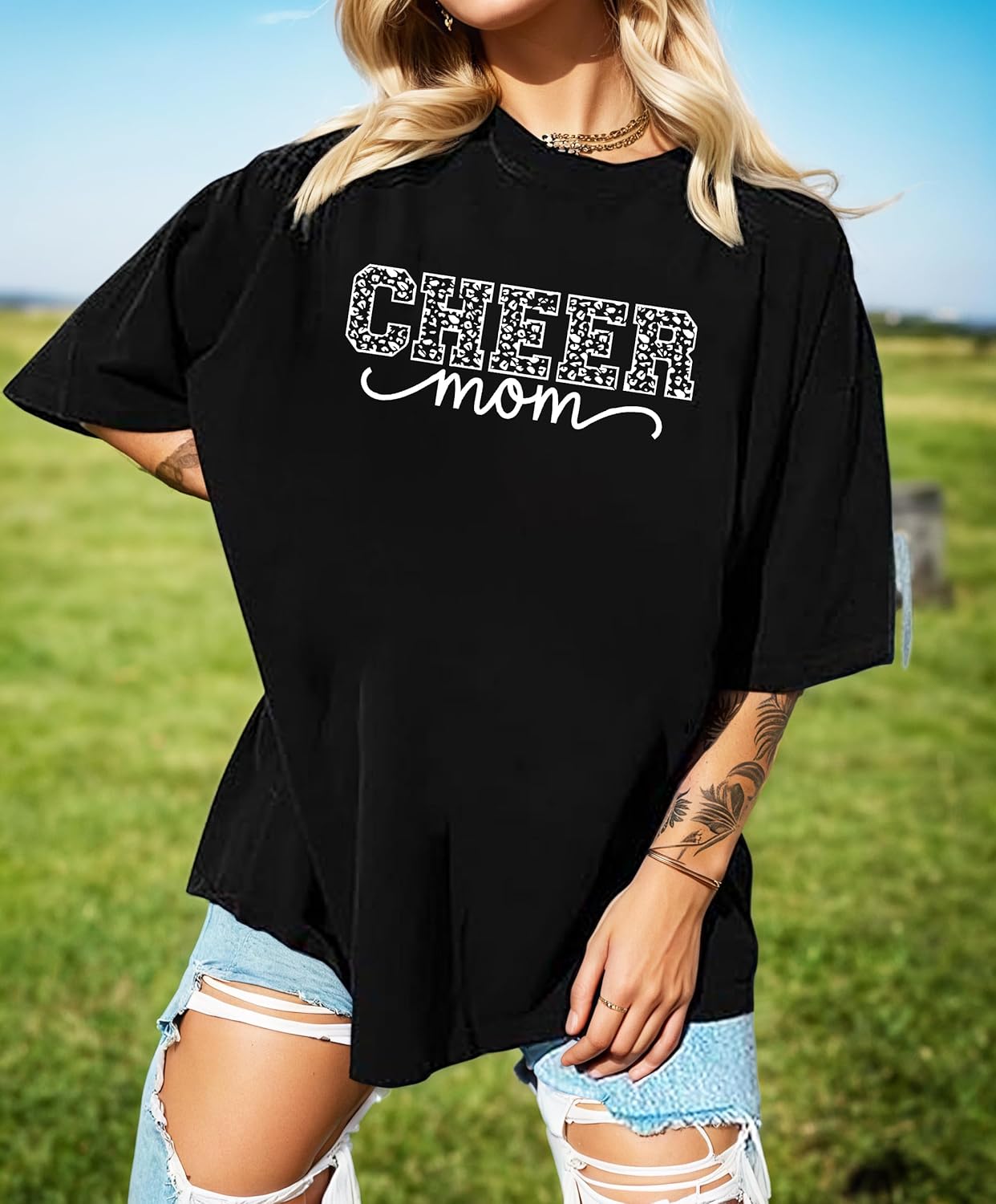 Oversized Baseball Mom Shirt for Women Funny Cheer Mama Tshirts Casual Game Day Graphic Tee Tops - Image 2