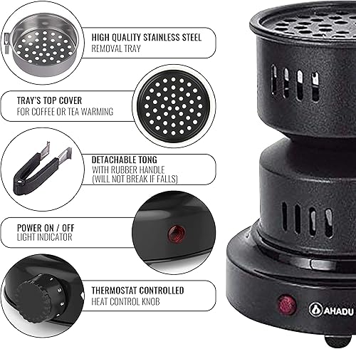 Miniatura 6 de AHADU Quemador de carbón eléctrico de alta calidad, iniciador de carbón de coco Hibachi, control inteligente de sobrecalentamiento. Disco de carbón