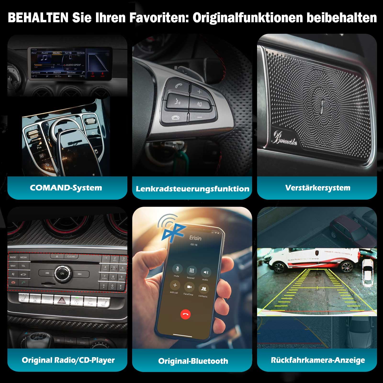 Erisin Qualcomm 8-Kern 8GB+128GB 12.3" Android 16 Autoradio Bluetooth GPS Navi für Mercedes Benz GLA/CLA/A-Klasse W176 X156 C117 NTG 5.0/5.1/5.2 CarPlay Android Auto WiFi 4G DAB+ DSP USB TPMS Canbus