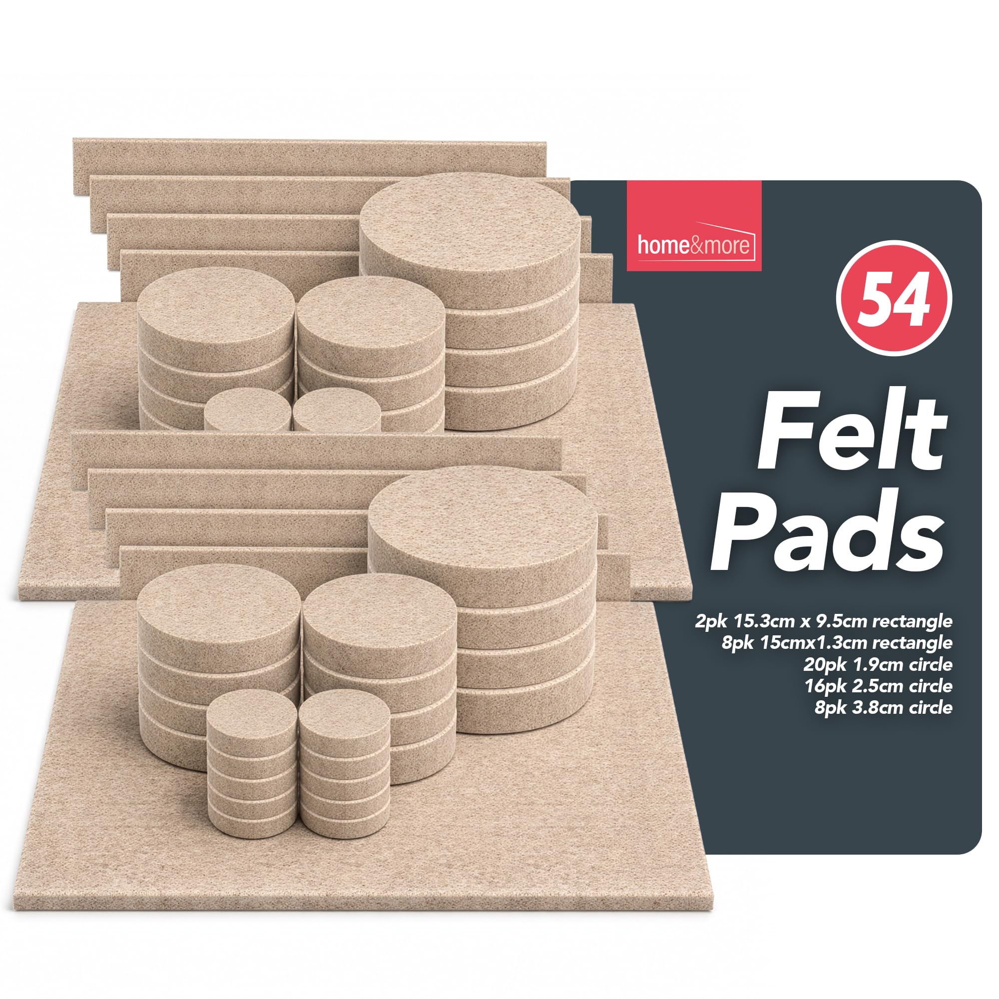 Sol Beige 54Pk Felt Furniture Pads Floor Protectors Chair Leg Floor Protectors Round Large Felt Pads For Furniture Feet Dining Chair Leg Cushions Self Adhesive Non Scratch Hardwood Laminate Tile Surfaces