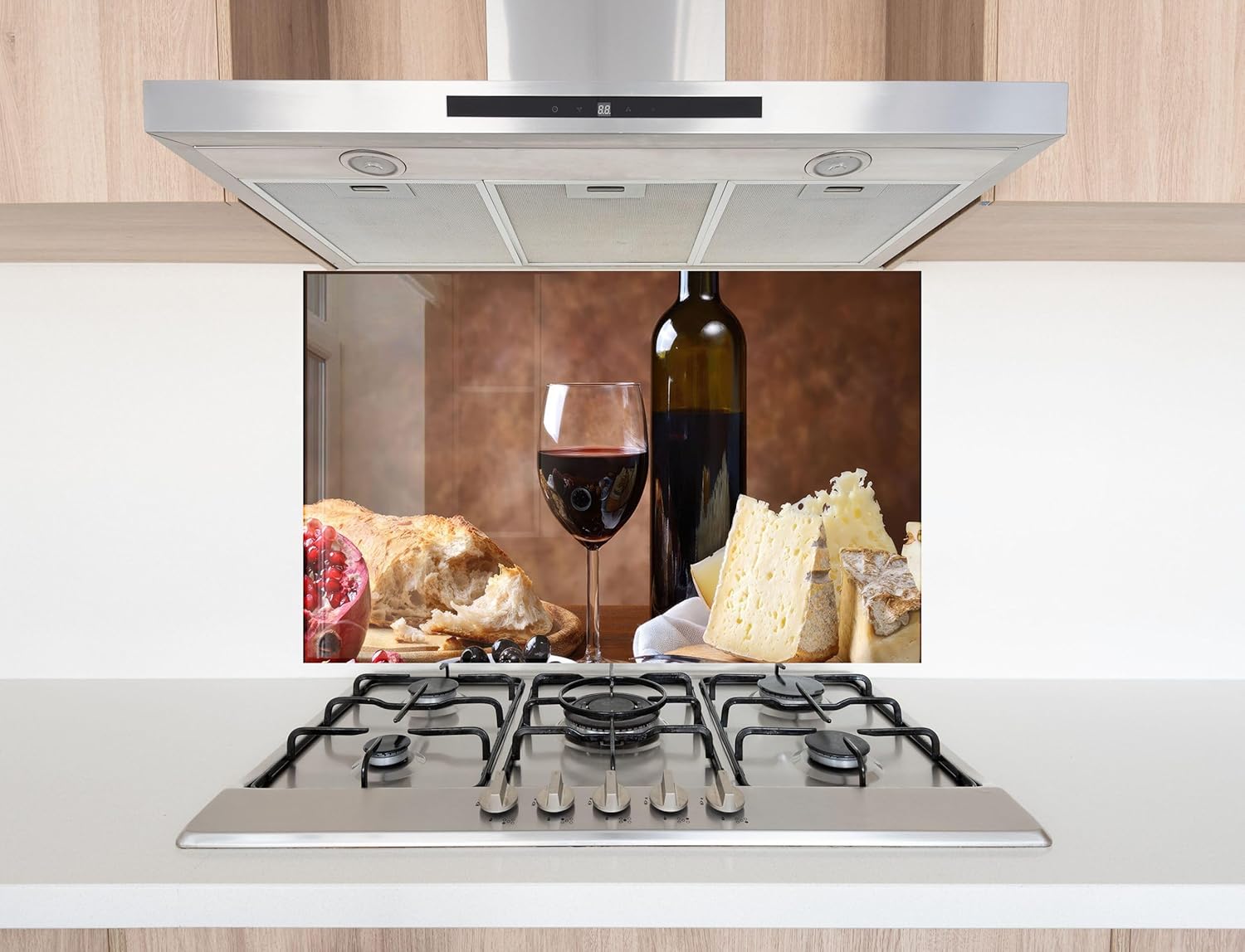 Myphotostation.com 56x56'' Tempered Glass Stove Backsplash Kitchen Tile Decor Stove Back Cover Glass Splashback Tile for Stove Top Cover Toughened Glass Cooker Protector 66