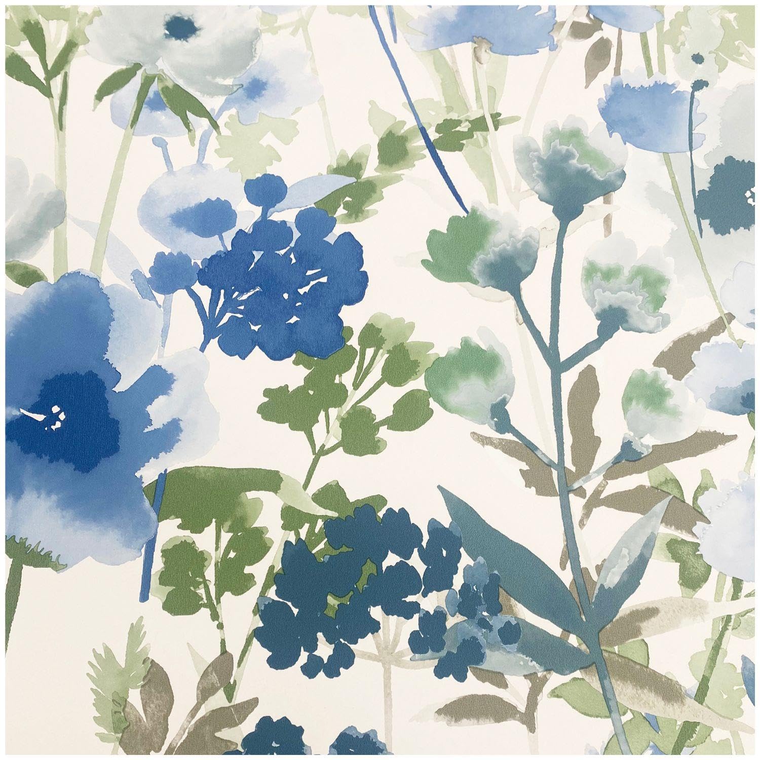 Yöl Blue Countryside Floral Heavyweight Wallpaper - Contemporary Versatile Sophisticated - Feature Statement Wall - 10.05M X 53Cm Roll - Paste The Paper Washable Easy To Hang