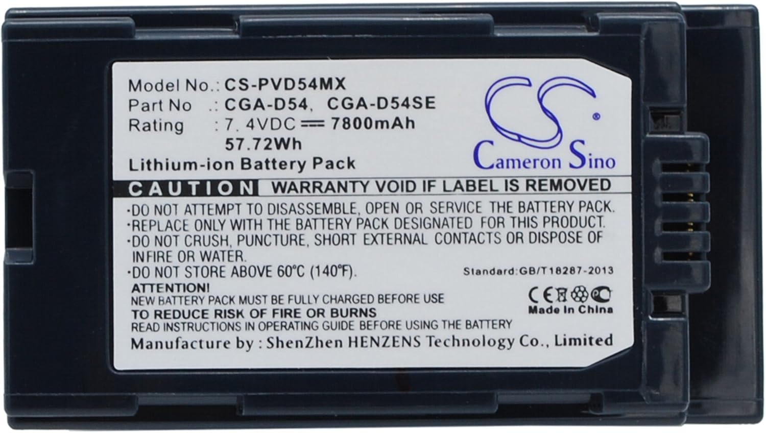 Cameron Sino Battery for Panasonic AG-AC-90, AG-DVC180A, AG-DVC30, AG-DVC30E, AG-DVC32, AG-DVC33, AG-DVC60, AG-DVC60E, AG-DVC62, AG-DVC63, AG-DVC80, NV-MX5000, NV-MX500EG, NV-MX500EN