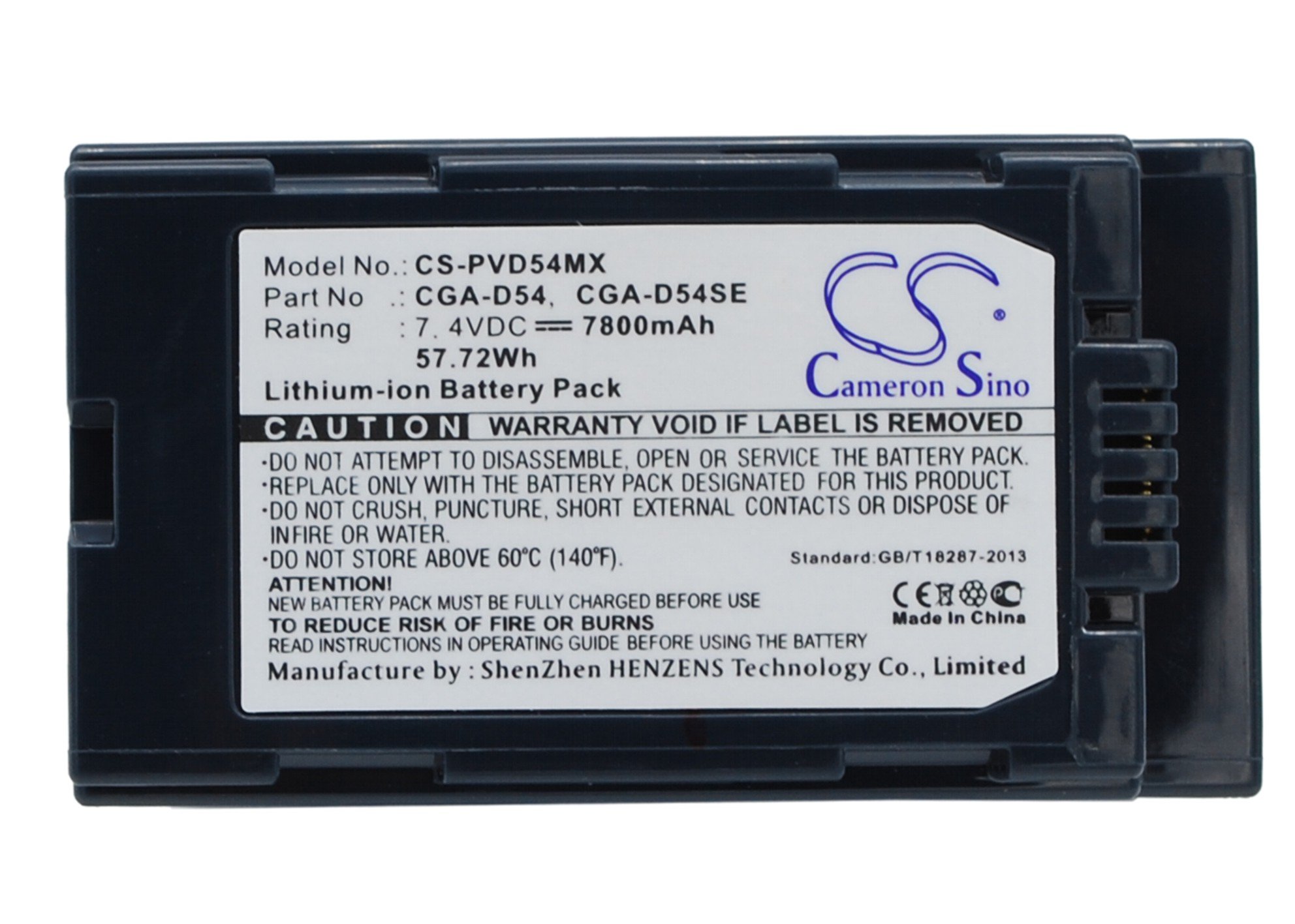 Batterie 6600 MAh 7.4V Remplaçante CGA-D54S Pour Panasonic AG-DVC30, DVC60, NV-DS, NV-GS, NV-MX – + Chiffon Microfibre