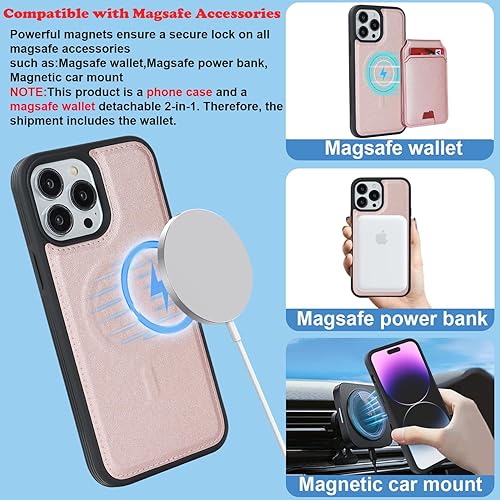 Miniatura 10 de Havaya Magsafe - Funda tipo cartera para iPhone 14 Pro, compatible con iPhone 14 Pro, funda tipo cartera para hombre, con tarjetero y tapa, funda de