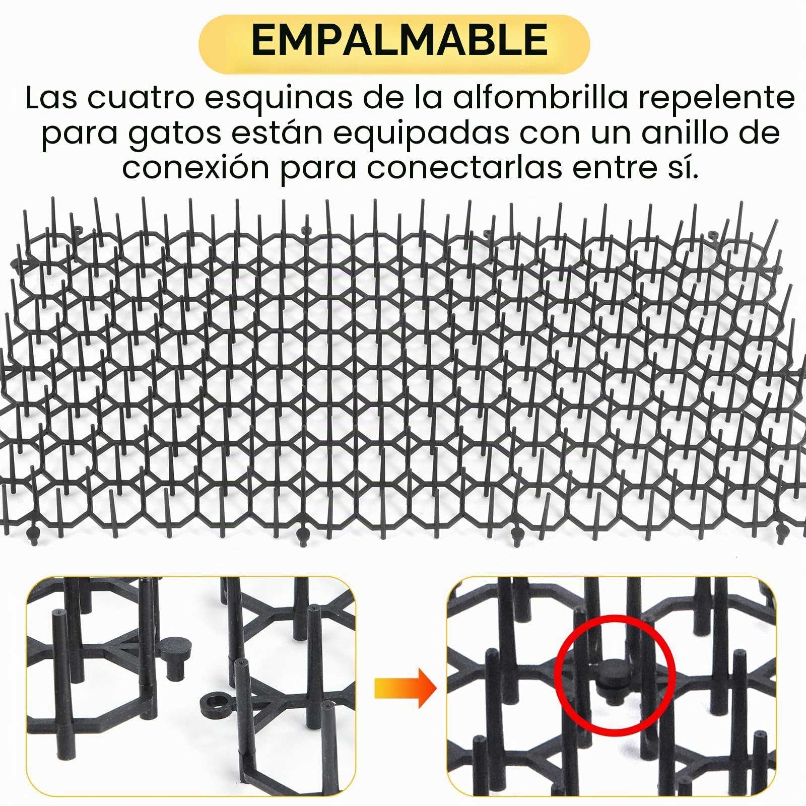 15 Piezas Alfombrilla Anti Gatos 20x40 cm, Pinchos Repelente Gatos con 15 Clavos en U y 20 Bridas, Ahuyentador Gato para Jardín, Césped, Interiores y Exteriores
