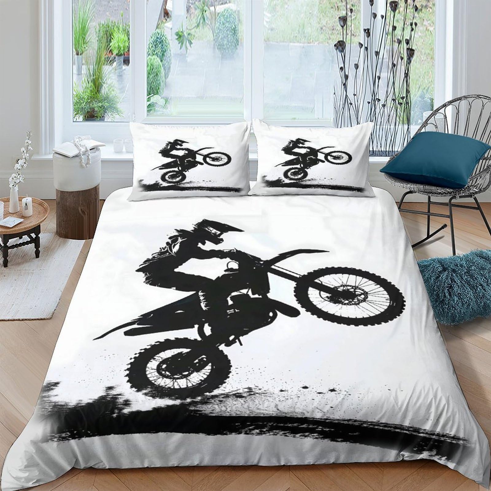 Ctjqhvkz Style-5 3D Printed Motocross Rider Fitted Sheet Microfiber Soft Breathable Extreme Sports Mattress Cover For Bedroom Dorm Decor Single（135X200cm）