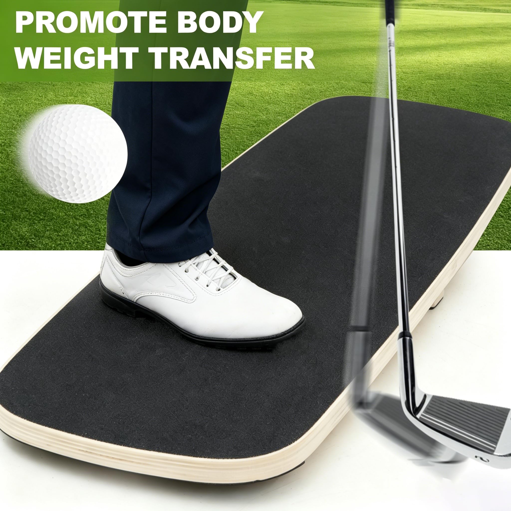 uyoyous Golf-Schwungdruckbrett Holz für Anfänger Golf Balance Board 73×28×2 cm Golf Swing Action Haltungskorrektur Tragkraft 150 KG Golf Simulator Druckplatte Für Golfschwungtrainer
