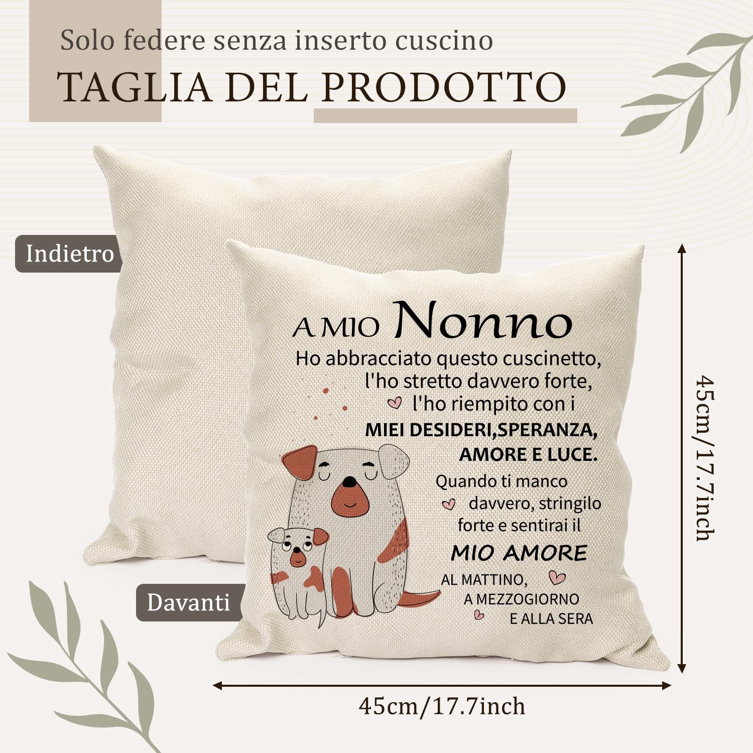 QXRXN Regalo Nonno Natale Utile da Nipote, A Mio Nonno Federa Cuscino 45x45 Personalizzata Letto Divano Decor, Federe Cuscini Idee Regali per il Nonno Natale Compleanno Festa del Papà