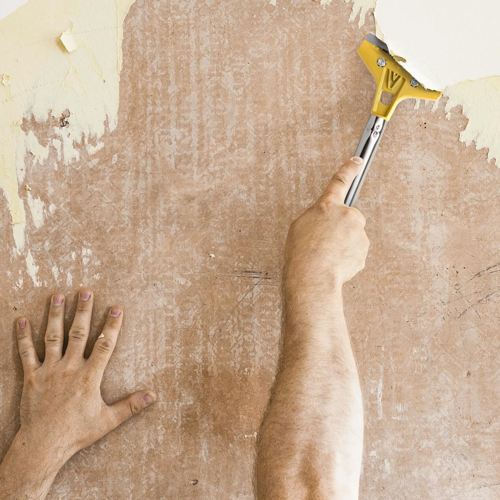Raschietto Muro con Manico Lungo, Raschietto Vetro con Lame, Raschiettos Colla Piastrelleper per la Pulizia e Raschiare lo Stucco