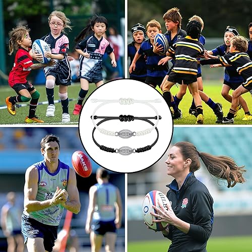 Miniatura 3 de SmileBelle 2 pulseras trenzadas deportivas para niño y niña, para fútbol, béisbol, voleibol, baloncesto, fútbol, béisbol, regalo