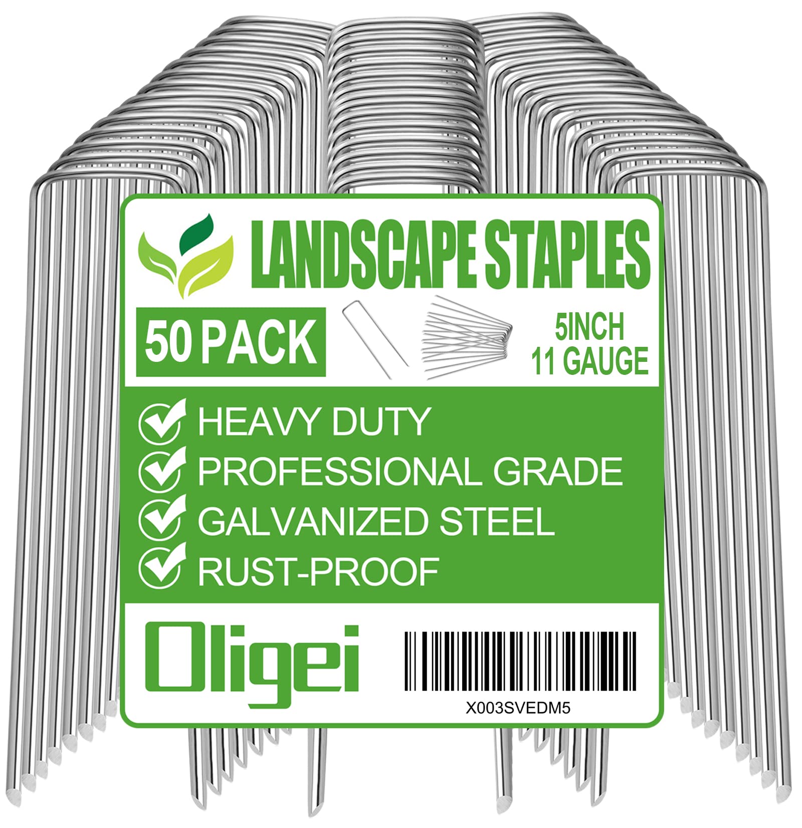 50 Pack Garden Stakes, U-Shaped Tent Stakes, Galvanized Landscape Staples, Ground Stakes, for Landscaping Securing Weed Barrier Fabric, Irrigation Tubing, Holding Fence, Tarpaulin