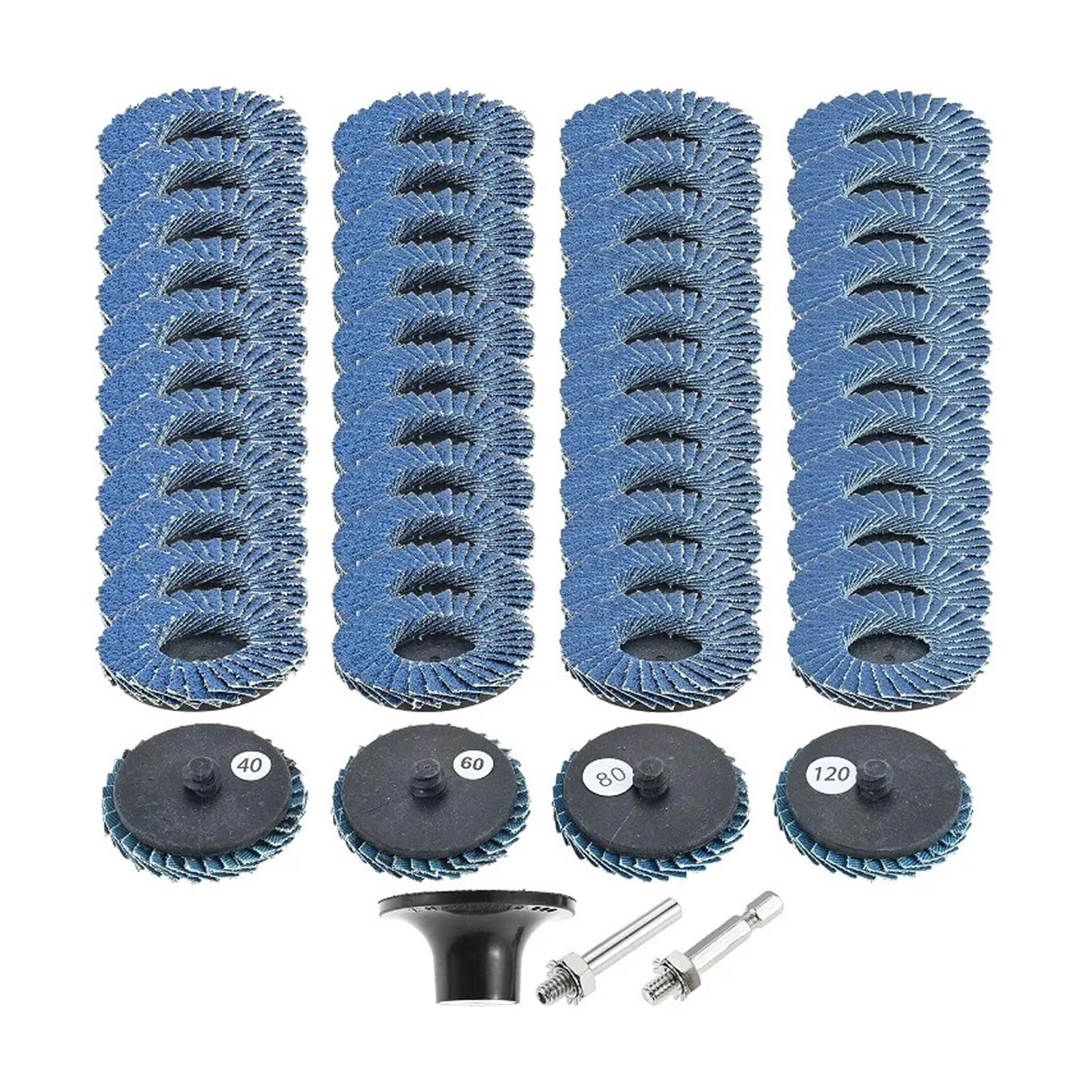 48 pezzi 40 60 80 120 per grana 2 "disco lamellare e 1/4" supporto per cuscinetto con gambo mole trapano smerigliatrice levigatura lucidatura metallo legno plastica
