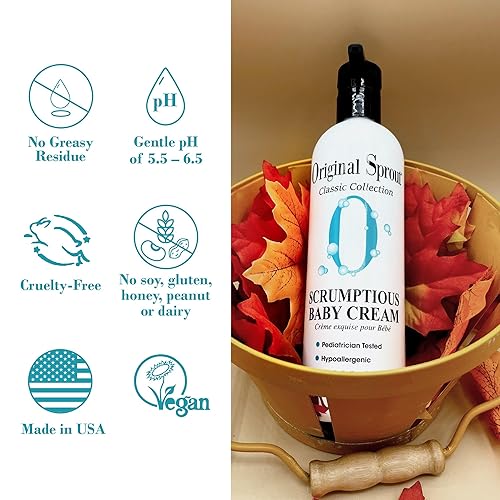 Miniatura 3 de Original Sprout Scrumptious Baby Cream, crema hidratante suave para piel seca y sensible y dermatitis del pañal, loción para bebé no grasa con óxido