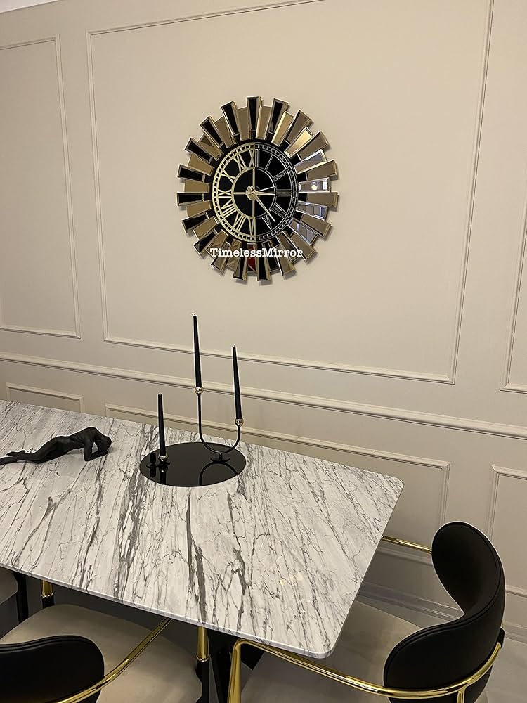 大型 クロック ゴールド メタル 金 大型 掛時計 インテリア ブロンズ 壁掛け Amazon.co.jp: ゴールドの大型壁掛け時計、3Dメタルモダン