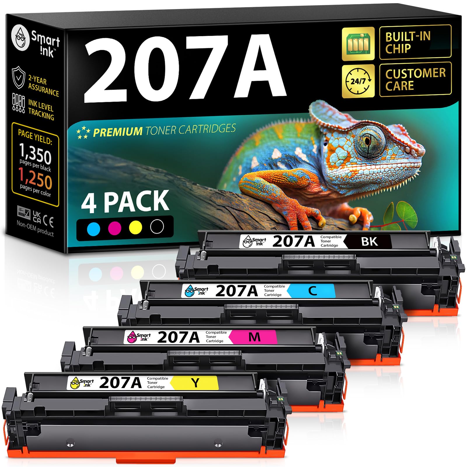 Smart Ink Kompatibel 207A Toner Mit Chip für HP 207A HP 207X (Schwarz Cyan Magenta Gelb) als Ersatz für Color LaserJet Pro MFP M283fdw M282nw M283cdw M283fdn Color LaserJet Pro M255dw M255nw