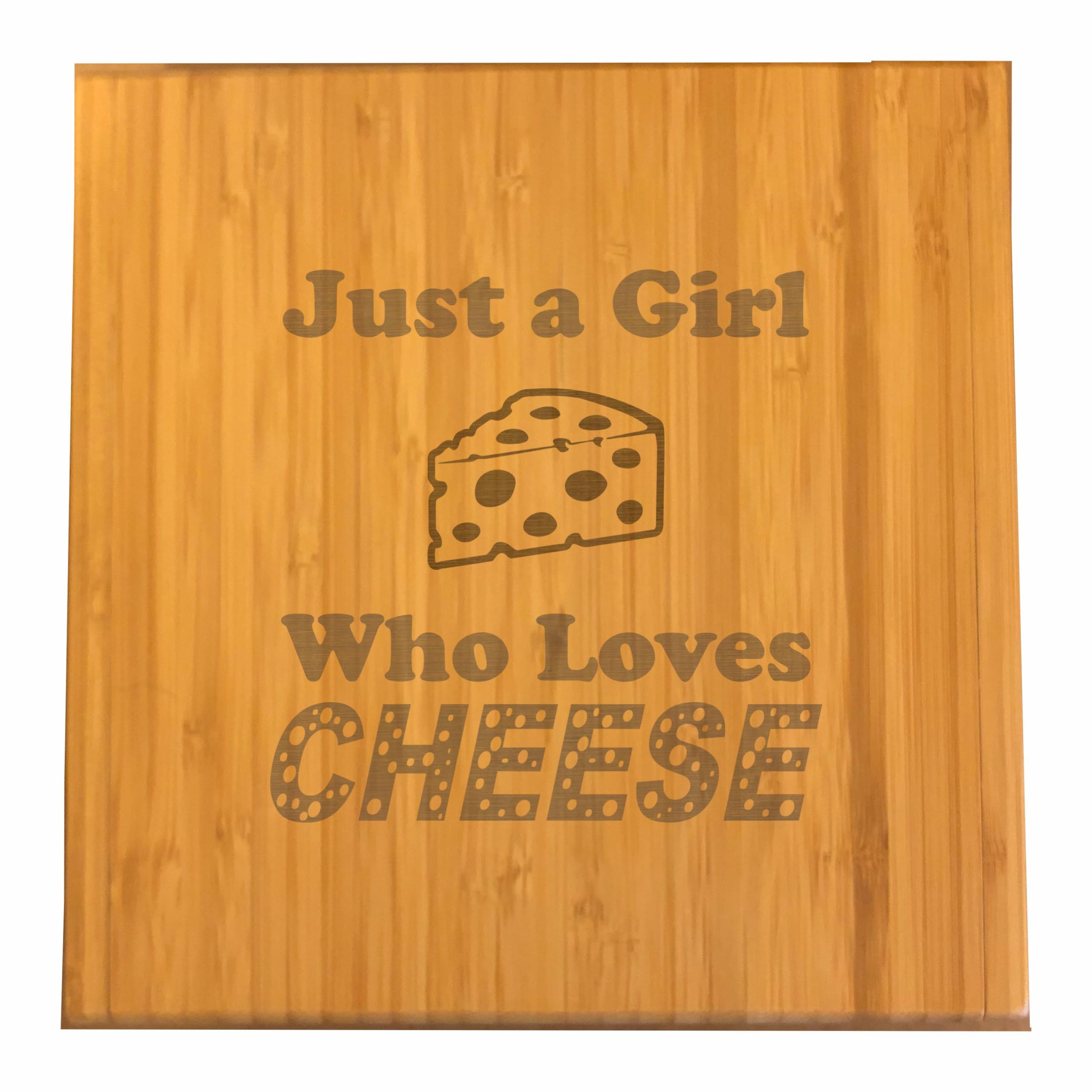 Funny Gifts For Cheese Lovers Just a Girl Who Loves Cheese Engraved Bamboo Case with Cheese Tool Set