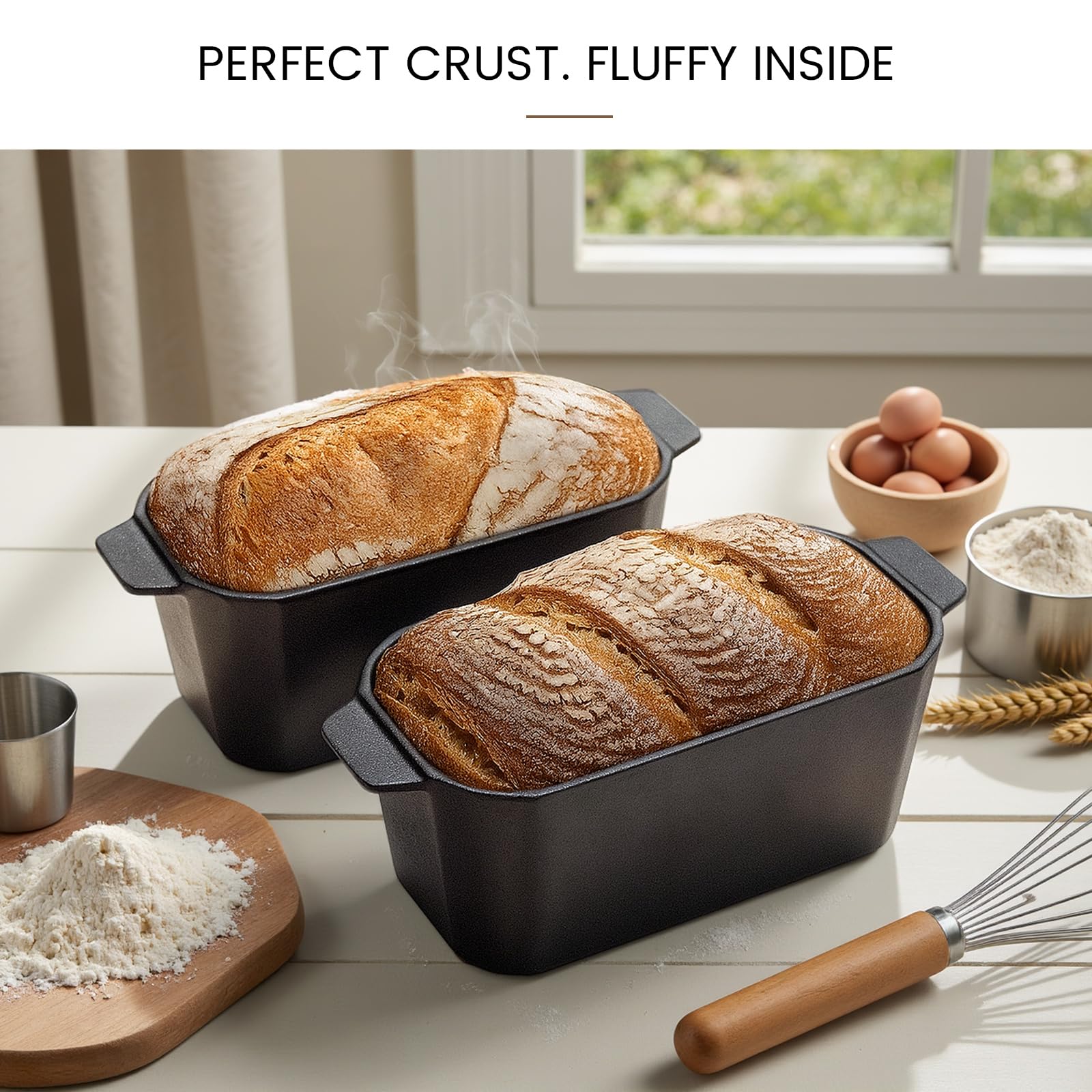 FRRLY Gusseisen-Brotpfanne mit Deckel, 25,4 x 12,7 cm, langlebige Kastenform aus Gusseisen, rechteckige Backform, Dutch Oven zum Brotbacken, extra große tiefe Backformen für Sauerteig, Kuchen Küche, Haushalt & Wohnen