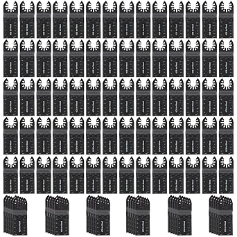 CaRoller 100 Pcs تتأرجح شفرات المنشار، شفرات أداة تتأرجح العالمية، مجموعات شفرات أداة متعددة لمعدن البلاستيك الخشبي، شفرات سريعة الإصدار لديوالت ريوبي بوش ميلووكي