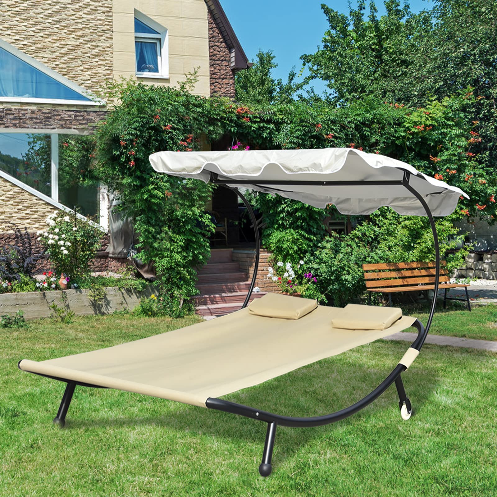 Buy Apepro Outdoor Double Chaise Lounge, Outdoor Lounge Bed with