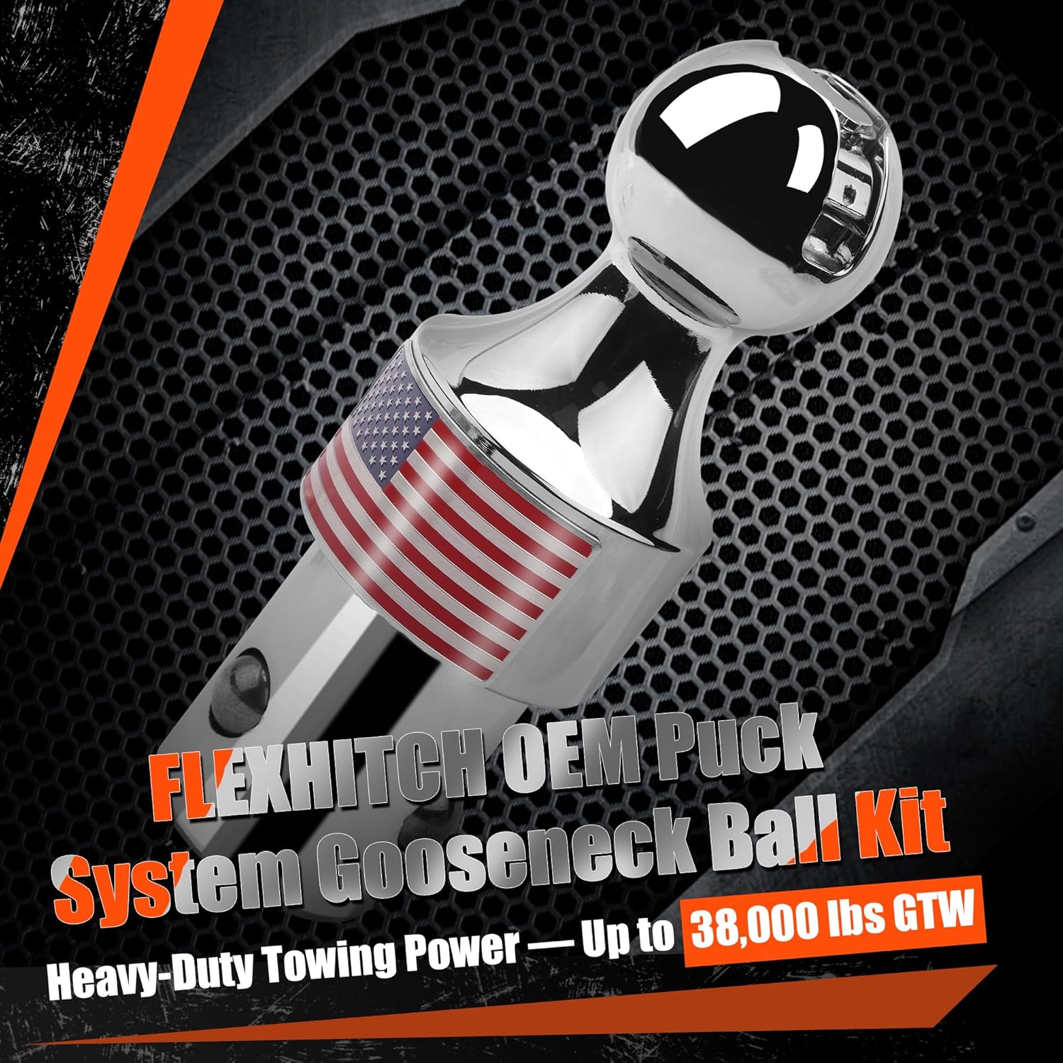 38K Anti-Theft Lock Gooseneck Hitch Kit for F250/F350 Silverado 2500 HD/Silverado 3500HD, Sierra 2500HD/Sierra 3500HD Puck System, Lockable Gooseneck Ball and Lockalbe Safety Chain Anchors