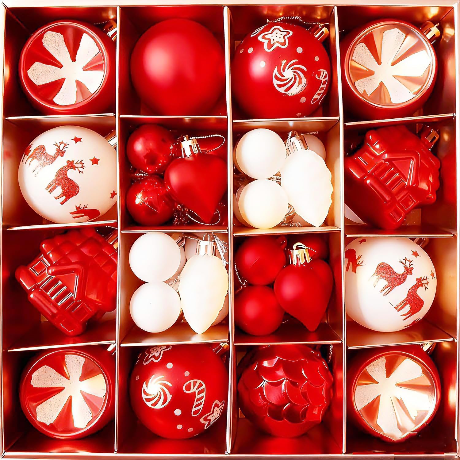 Trytuny Christmas Ball Ornaments, 40pcs Hanging Ornaments for Christmas Tree Xmas Hanging Ornaments Decoration Indoor Holiday Tree Decorations (Red) Trytuny Christmas Ball Ornaments, 40pcs Hanging Ornaments for Christmas Tree Xmas Hanging Ornaments Decoration Indoor Holiday Tree Decorations (Red)