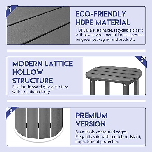 Miniatura 161 de LZRS Mesa auxiliar para exteriores, mesa auxiliar ovalada Adirondack doble con almacenamiento de 2 niveles, mesas auxiliares de HDPE para patio
