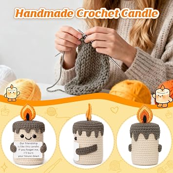YUEYUQIU Funny Best Friend Birthday Gifts for Women Men, Handmade Crochet Candle Decor, Sarcastic Friendship Presents for Bestie Sister, Cute Birthday Christmas Gag Gift, Dark Humor Desk Accessories