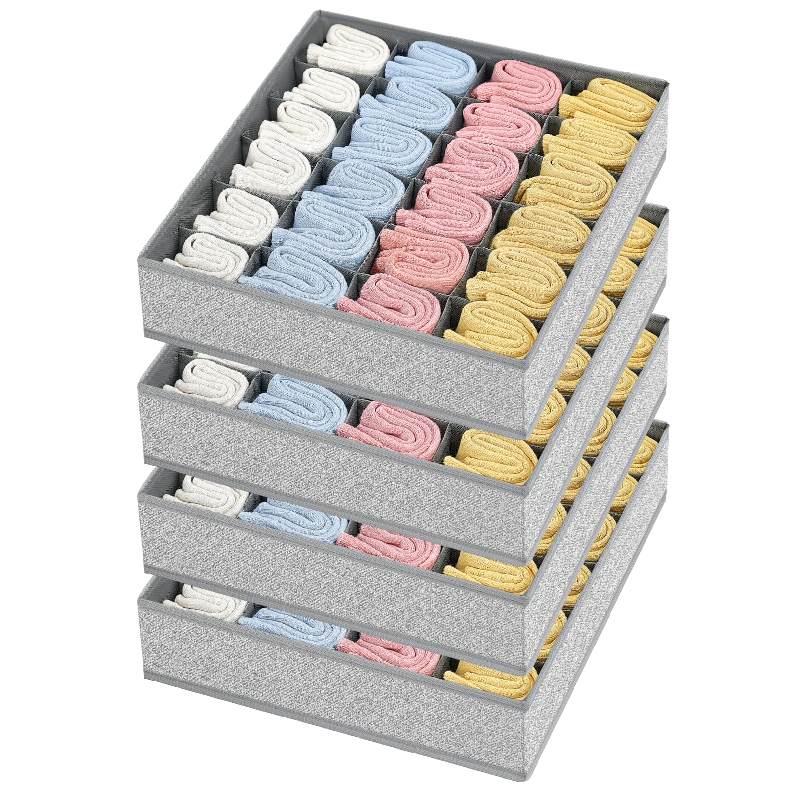 Joyoldelf Sock Drawer Organizer Divider Underwear Organizer 24-cell Fabric Dresser Drawer Organizers Storage Boxes for Socks Lingerie, Handkerchiefs,