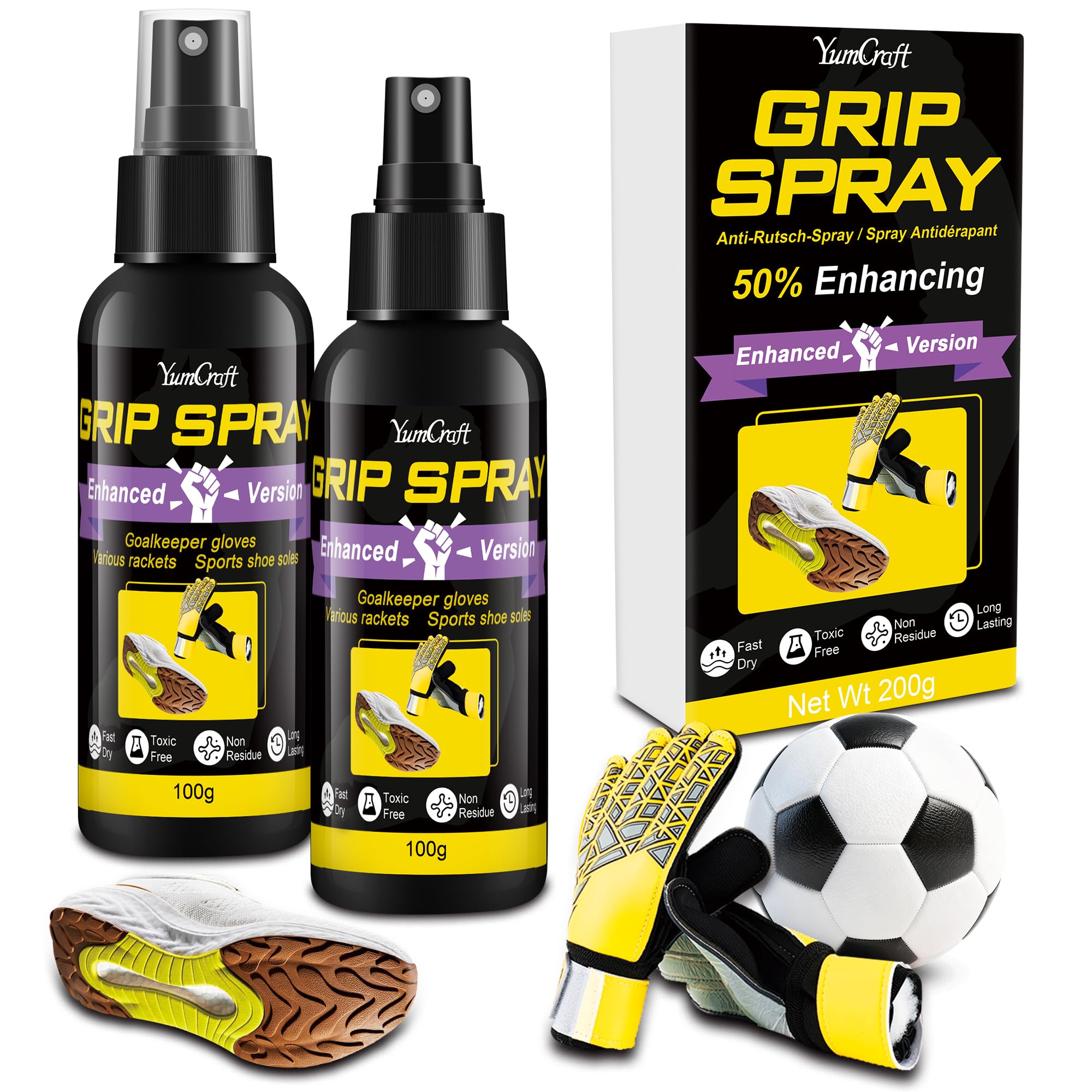 200ML Goalkeeper Gloves Grip Spray | Anti-Slip Traction Glove Glue Spray | Long-Lasting Grip & Balance Control for Goalkeeper & Football Gloves, Basketball Soles, Golf Club Grips, Tennis Rackets