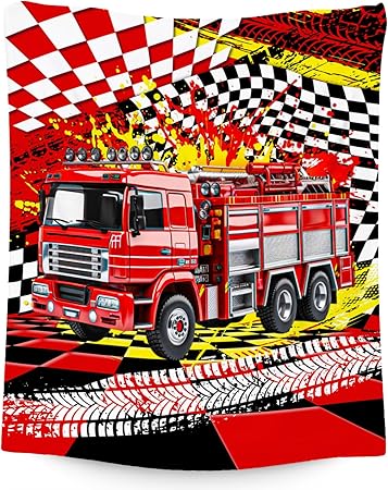 Boys Blanket, Fire Truck Blanket for Boys, Car Gifts for Kids, Warm Fleece Throw for Couch & Living Room, 50"x60"