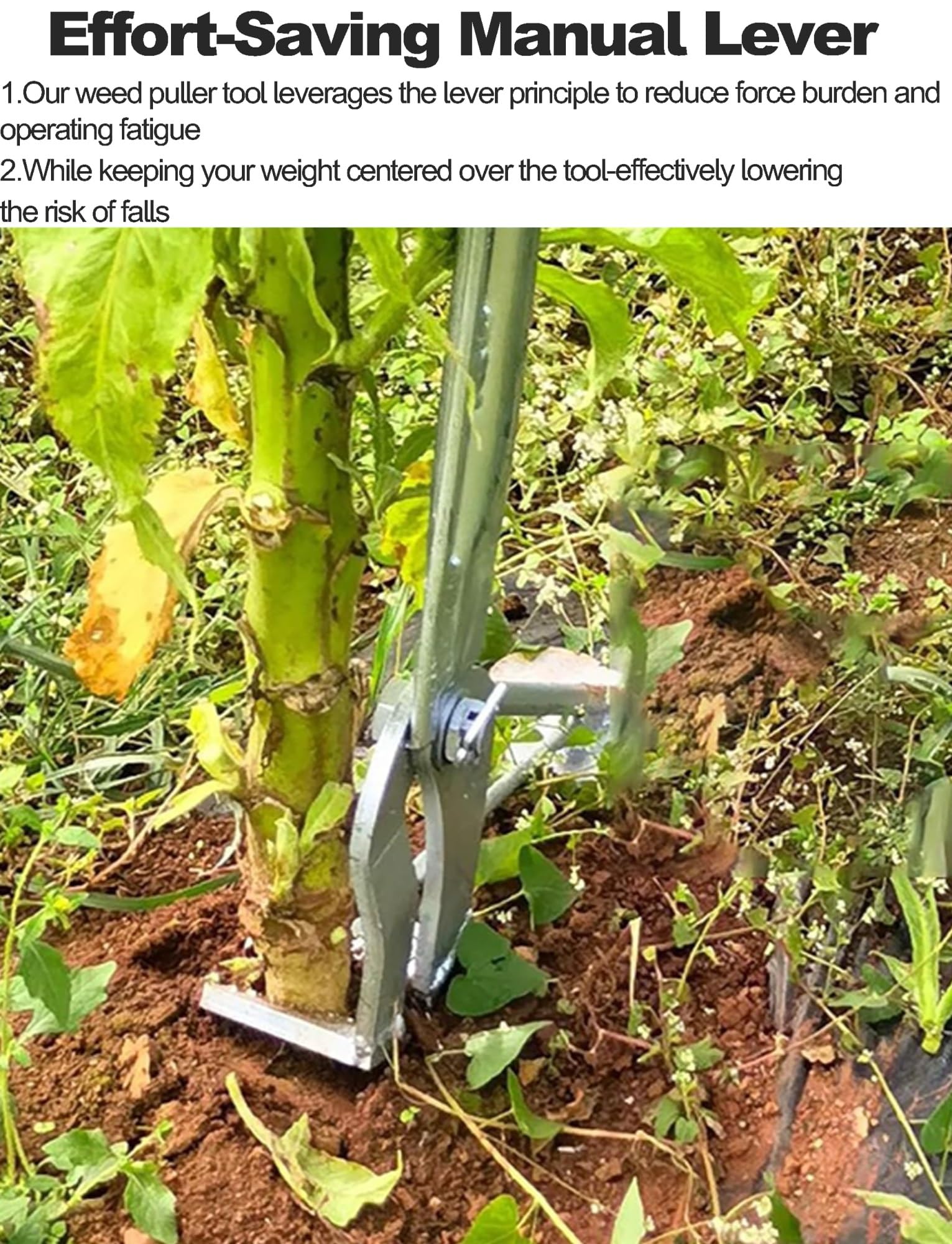 Désherbeur sans effort avec poignée à effet de levier, outil de retrait de jeunes arbres à prise en main confortable pour les tâches de jardin et de cour