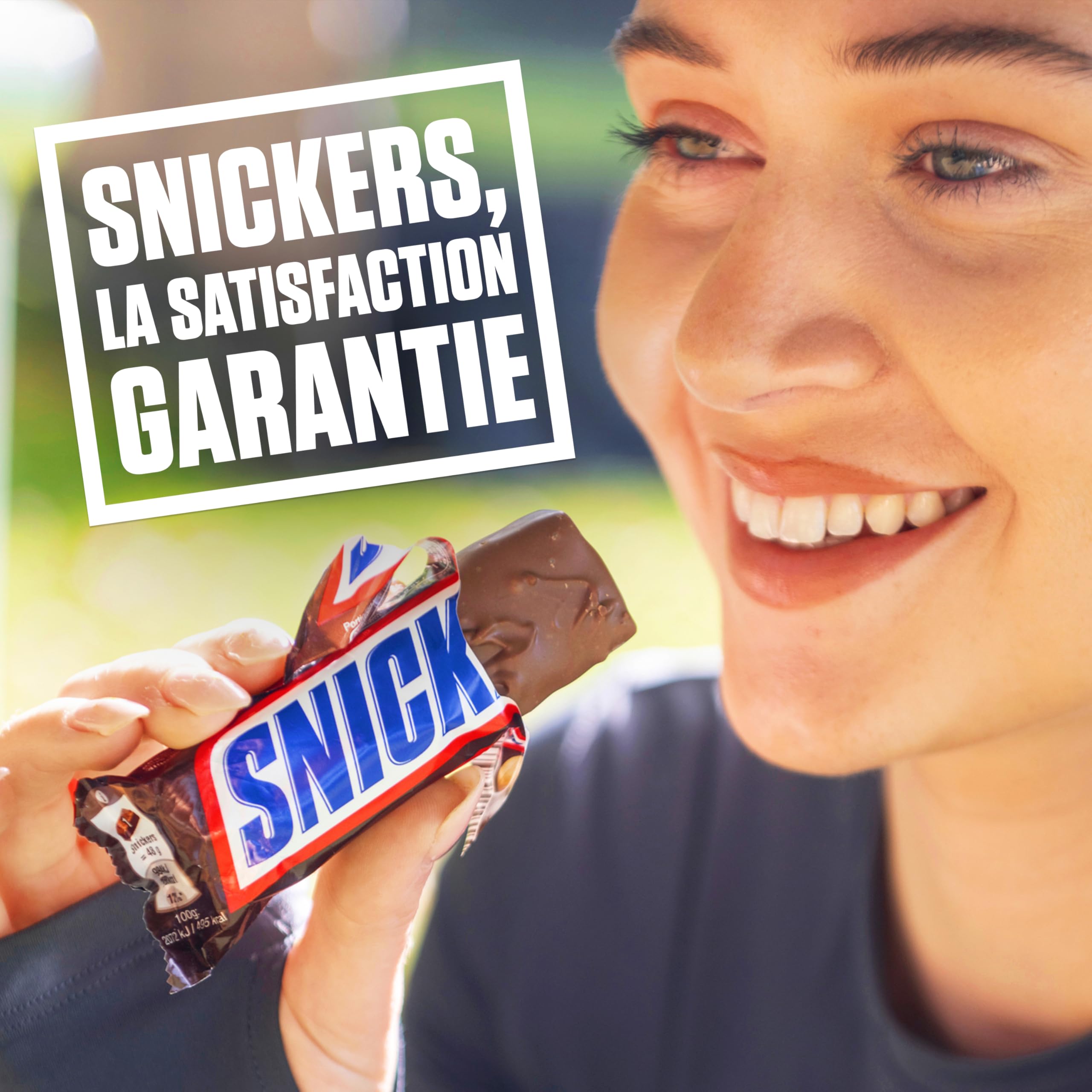 SNICKERS - Barre Chocolat au Lait, Cacahuètes & Caramel - Grand format - 40 barres chocolatées individuelles de 50g - 2kg