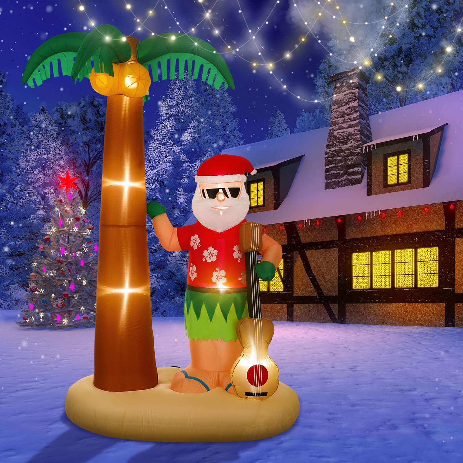 Liliful Babbo Natale gonfiabile per esterni, altezza 2,4 m, decorazione per esterni con luci a LED, per feste di Natale, giardino, prato, patio
