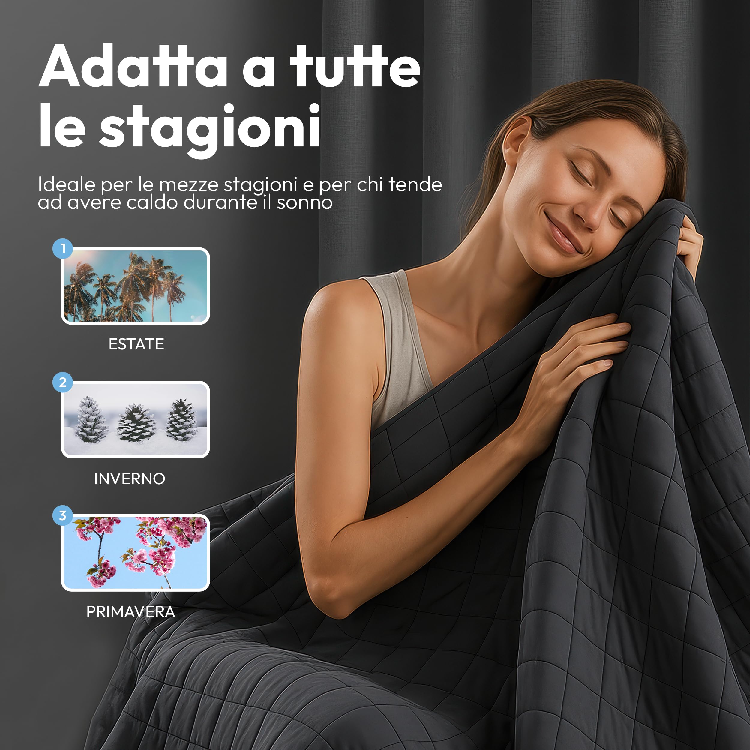 Coperta pesante, 150 x 210 cm, 7 kg, anti-stress, coperta per terapia e pesante coperta per dormire, per dormire profondamente e per un migliore recupero, coperta pesante 100% OEKO-TEX