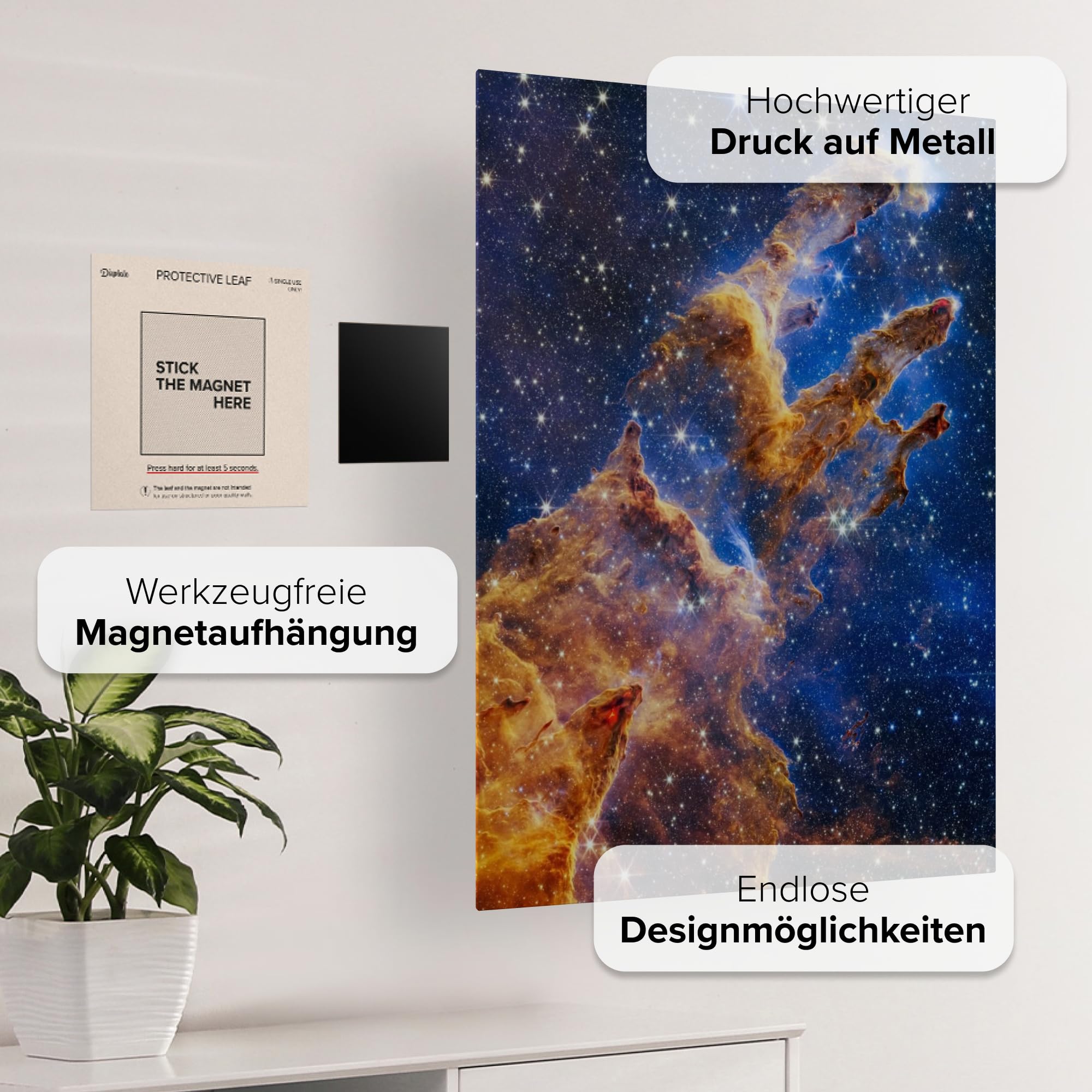 Displate NASA Metallposter NASA Poster Zimmer Poster NASA Merch Zimmer Plakat wandbilder deko NASA Bilder Poster NASA Deko - James Webb Telescope Photos - Pillars of Creation Poster 45 cm x 32 cm