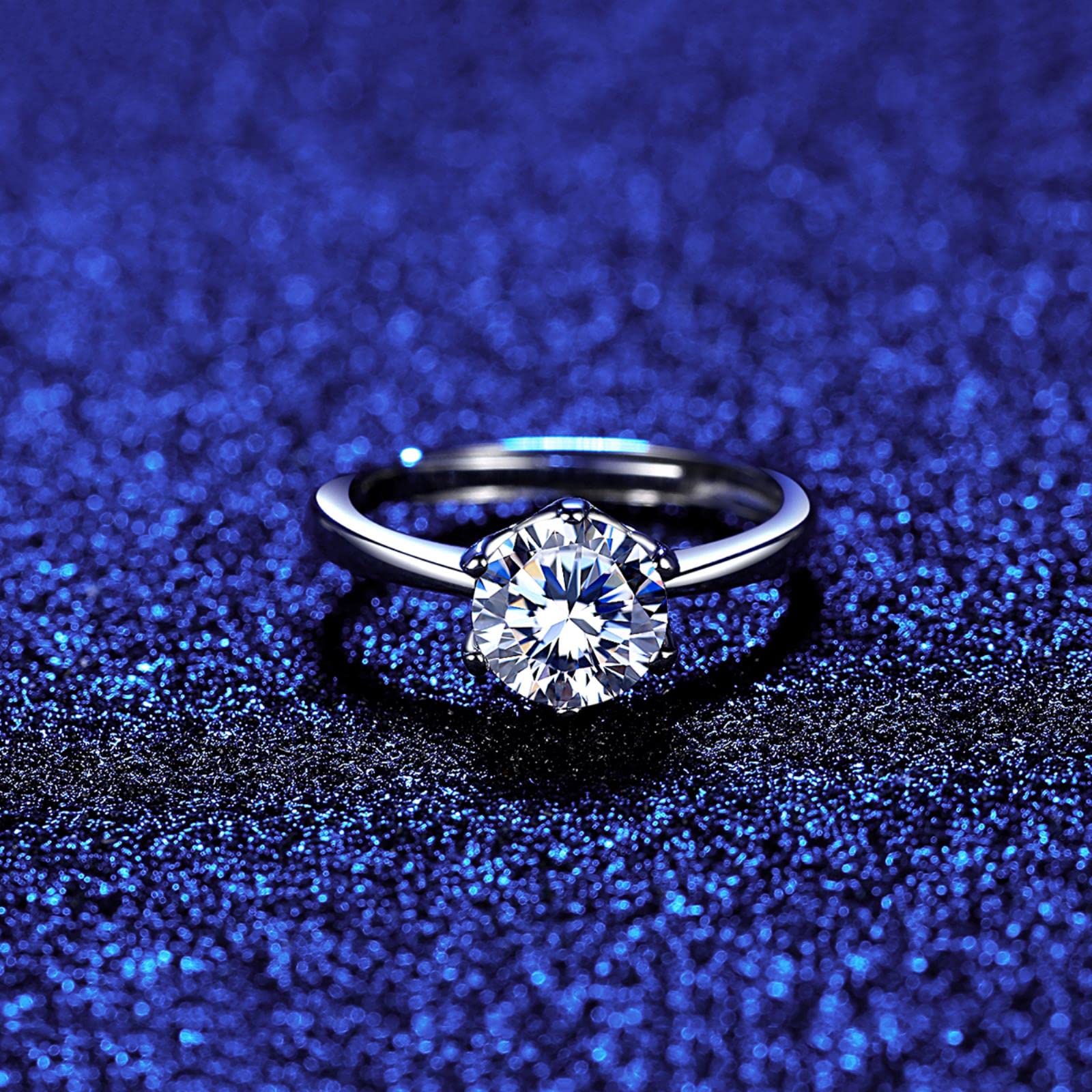 Anillos Ajustables Abiertos De Promesa De Diamante De Moissanita De 1 Quilate para Mujer, Joyería De Compromiso De Boda De Plata De Ley 925