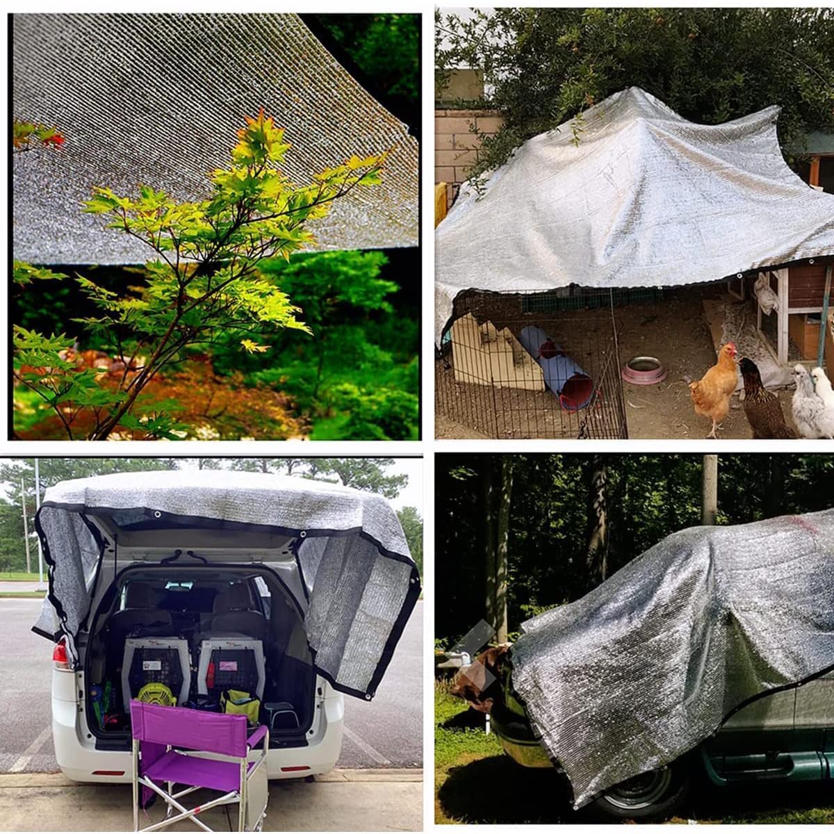 Schattennetz Auto Hund 3 m x 4 m Hitzeschutz Sonnenschutz Alunetz 90% UV Luftdurchlässiges Sonnennetz Hitzeschutz Haube Schattennetz für T5 T4 T6 Camping Zubehör Wohnwagen Wohnmobil