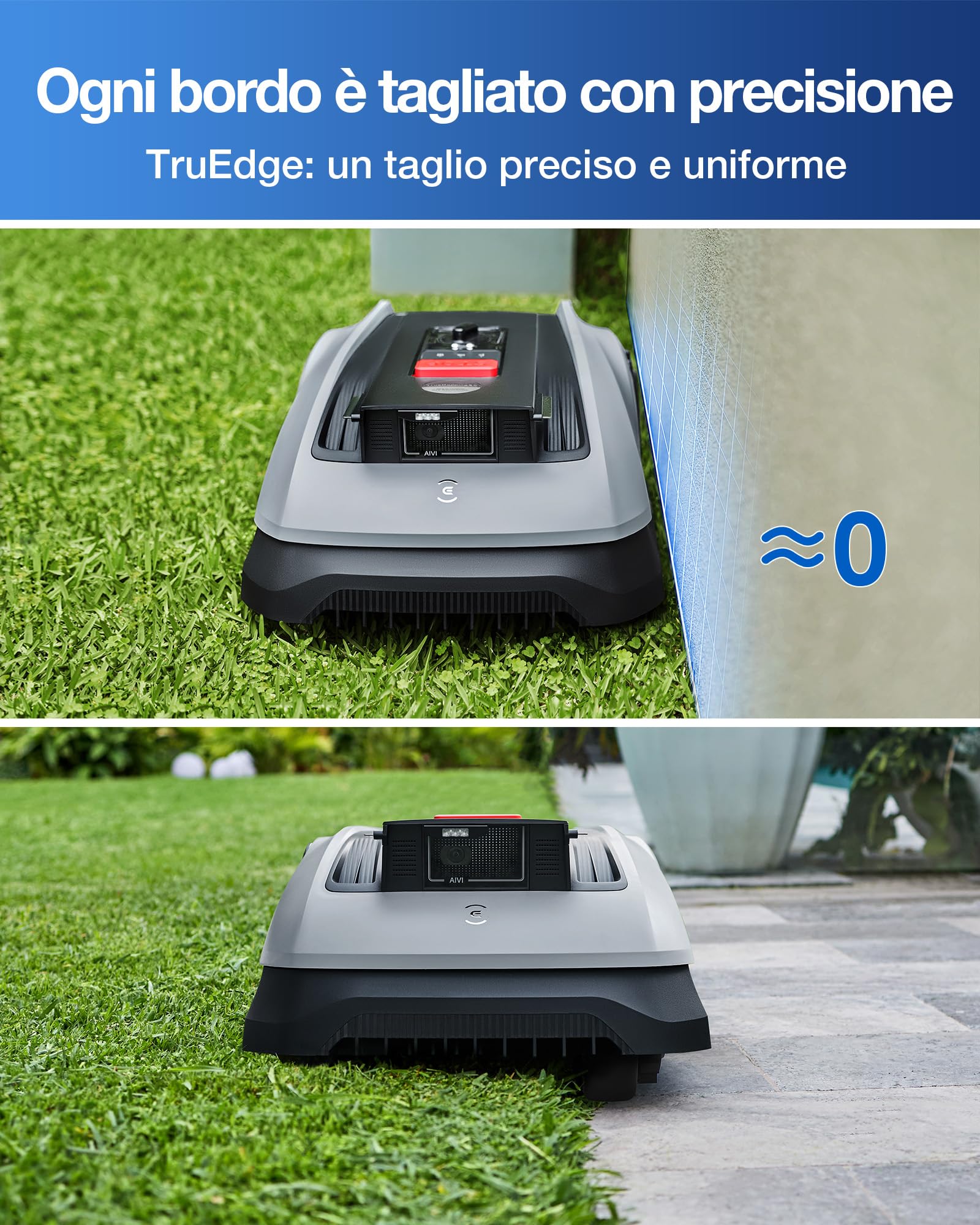 ECOVACS Goat O600 RTK Care Kit Robot Tosaerba Senza Cavi Perimetrali, per Aree Fino a 600 M², Navigazione RTK+Vision, Evita Ostacoli con IA, Controllo via App, Passaggio in Spazi da 0,7 M