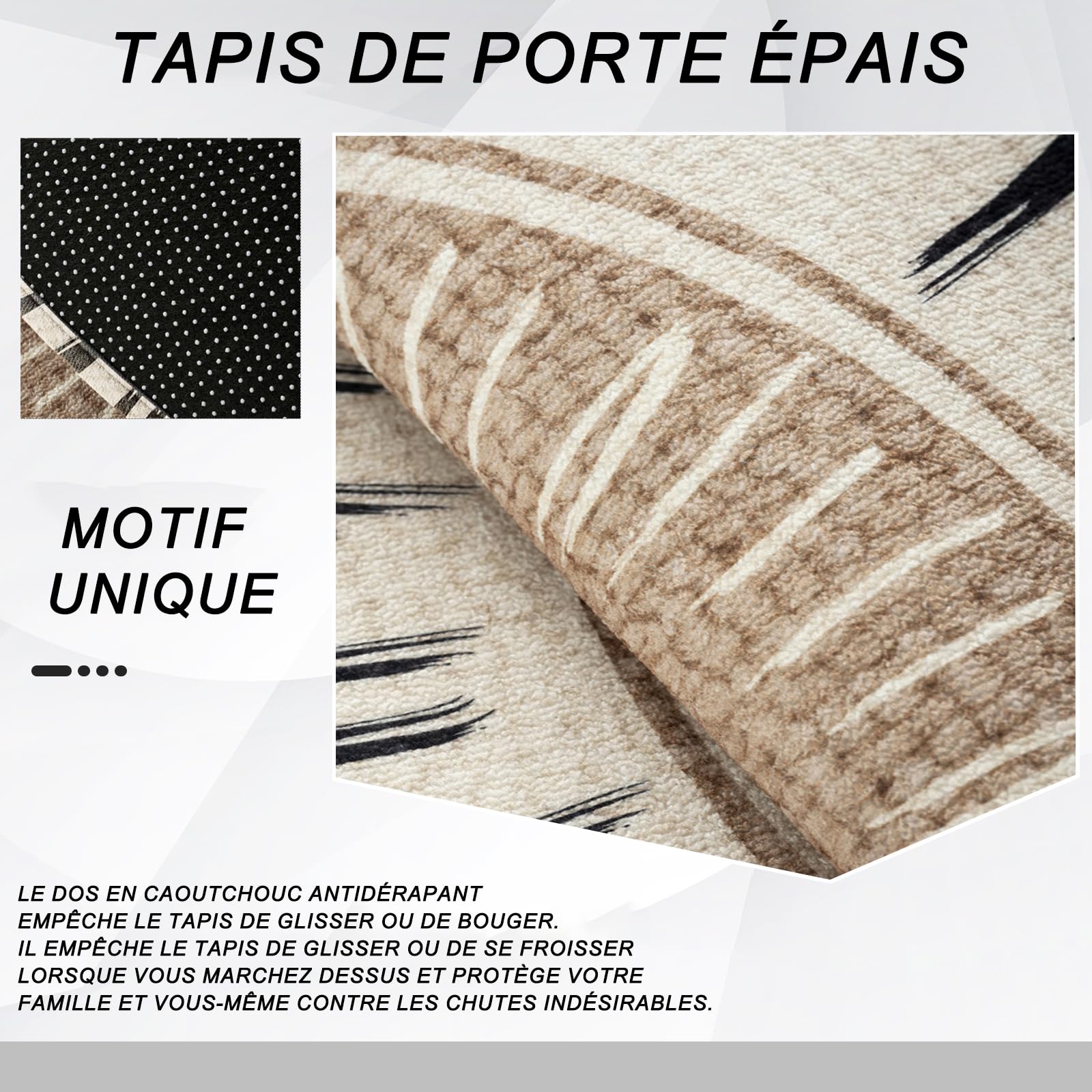Semi-Circulaire Paillasson, Antidérapant Paillasson D Entree Interieur Absorbantes épaisse Lavable pour Entrée Intérieur Cuisine-B-60×90cm