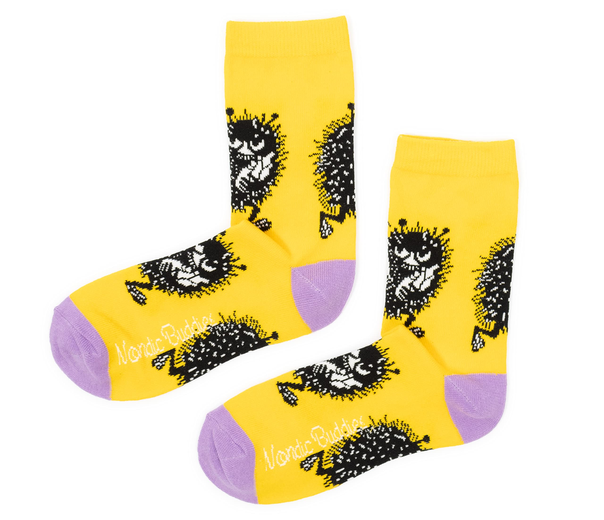 Nordicbuddies Unisex Yellow, Lilac Stinky's Getaway Ladies Moomin Socks, Yellow, Eu36-42