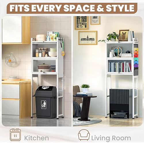 Miniatura 6 de ZZL Gabinete de almacenamiento sobre el inodoro, 3 niveles, organizador de inodoro de baño, impermeable, diseño de puerta de gabinete, ahorro de