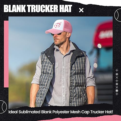 Miniatura 6 de 10 gorras de camionero en blanco para sublimación, gorra de béisbol de malla de poliéster para hombres y mujeres