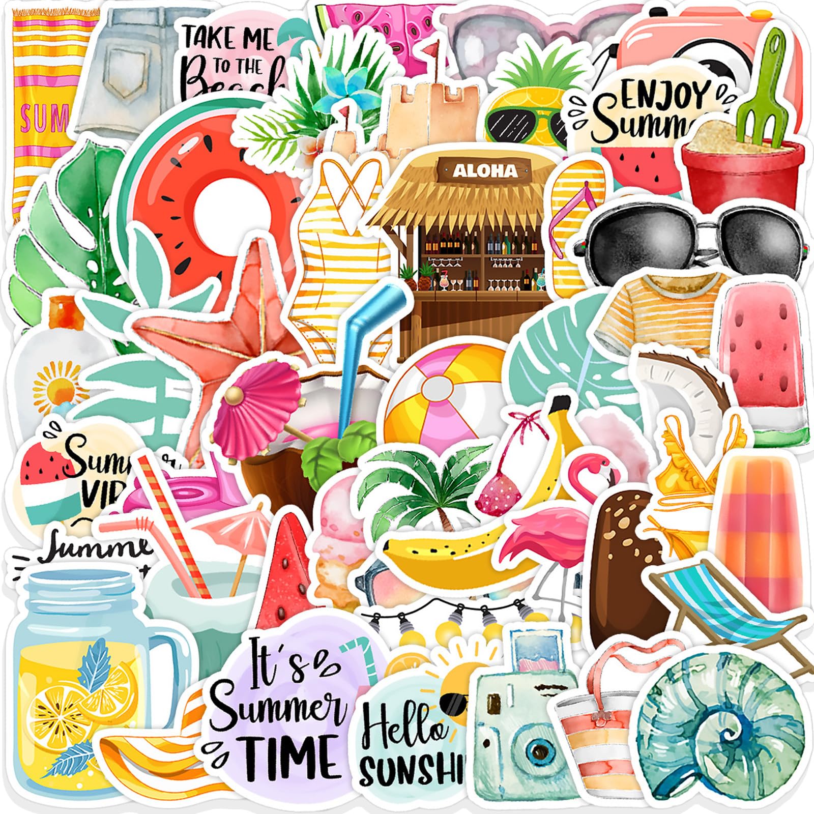 BSITSSS 150 PCS Summer Scrapbook Stickers,Graffiti Beach Stickers for Scrapbooking, Summer Stickers Aesthetic for Hawaii Party Favors Holiday Scrapbooking Journal Craft