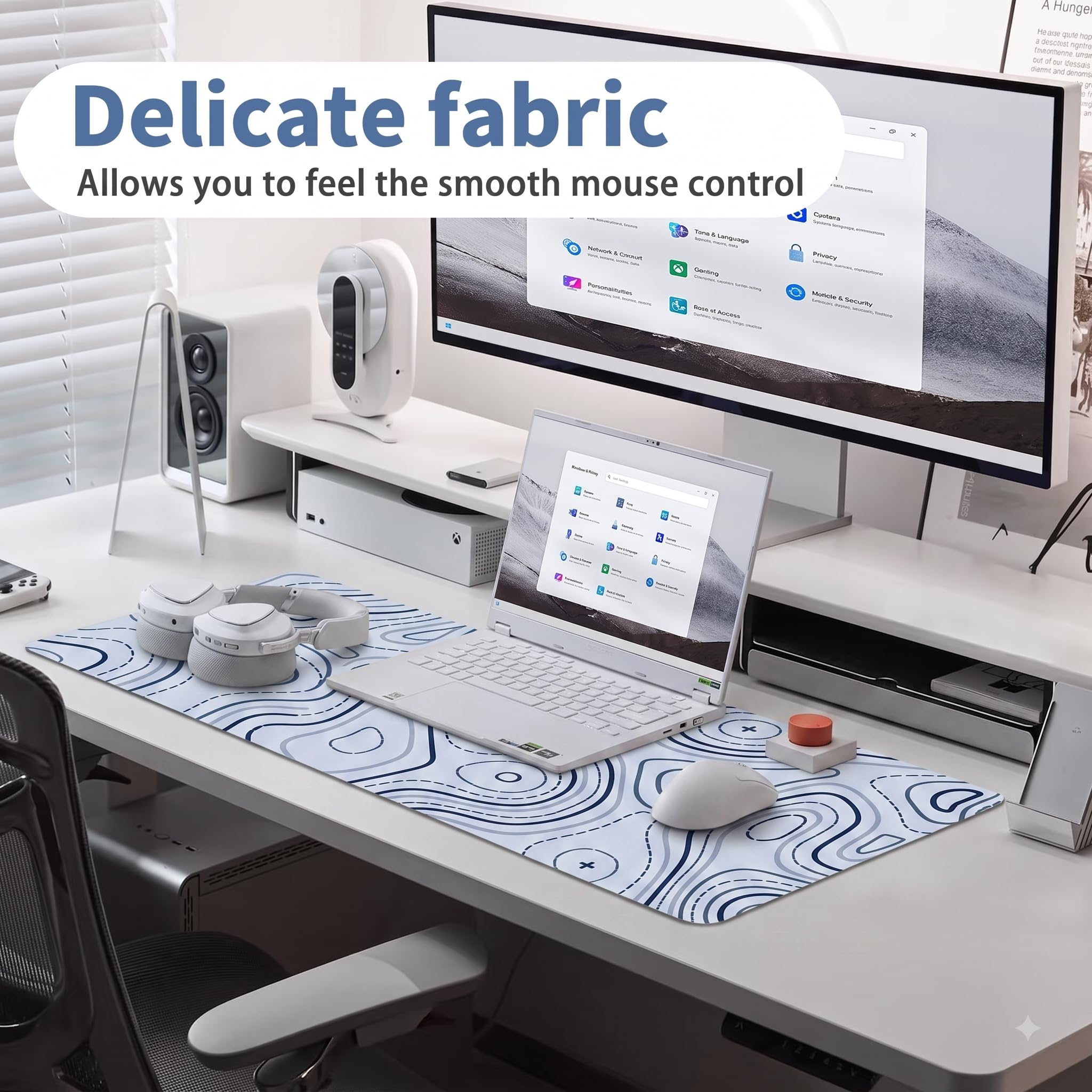 Saco XXL Gaming Mouse Pad for PC – Large Desk Mat 900×400×3mm, Extended Non-Slip Rubber Base, Waterproof Surface, Topographics Design, Big Keyboard Mouse Pad for Office & Home Setup — Amazon image 5
